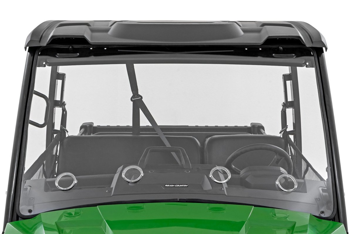 John Deere Gator XUV 835E Full Windshield - Front - Rough Country - Vented (4 adjustable 360-degree rotating vents), Scratch-Resistant, UV-Resistant, 0.25 in Polycarbonate